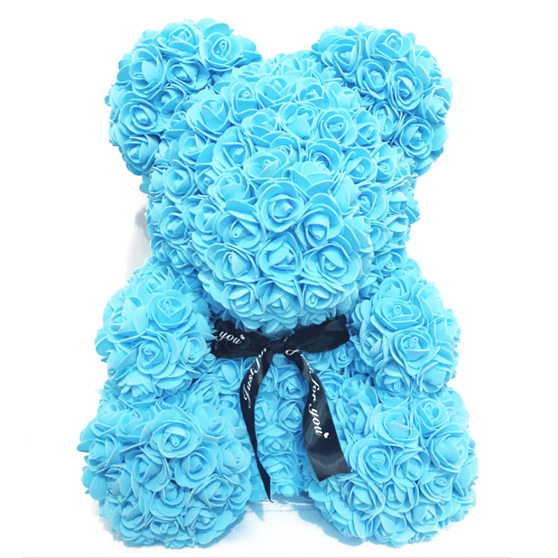 Горячая 25 см медведь из роз Искусственные цветы домашний свадебный фестиваль DIY Дешевые Свадебные украшения Подарочная коробка венок ремесла