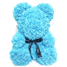 Горячая 25 см медведь из роз Искусственные цветы домашний свадебный фестиваль DIY Дешевые Свадебные украшения Подарочная коробка венок ремесла