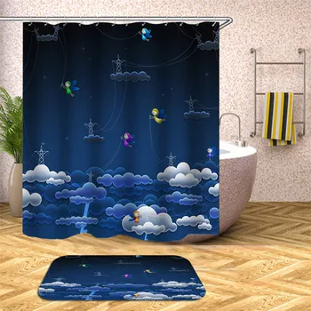 

3D bathroom shower curtain polyester waterproof fabric knit polyester shower curtain for home decoration