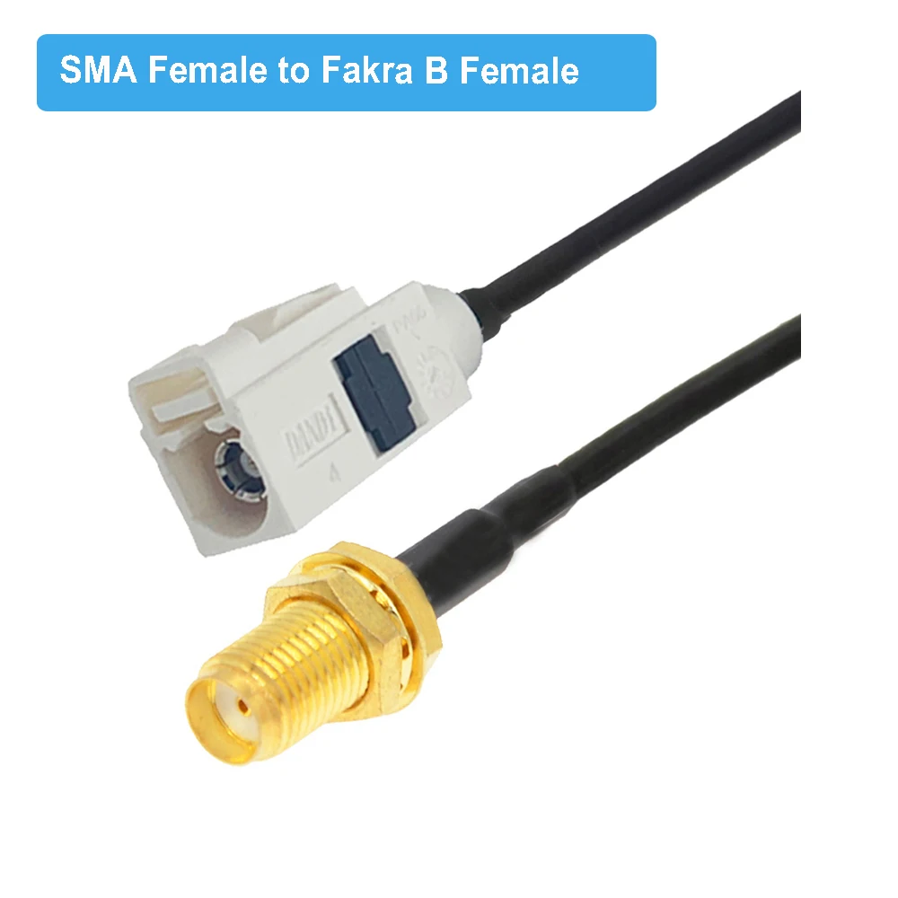 Fakra SMB A 9005 male plug to RP-SMA female 6" RG174 pigtail cable analog radio 
