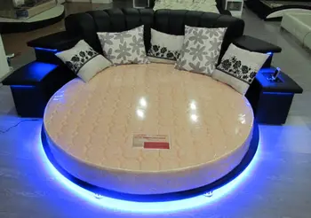 

Hot sale leather Round Bed Double Bed Wedding Bed with Speaker and USB 2000X2000 and 2200x2200