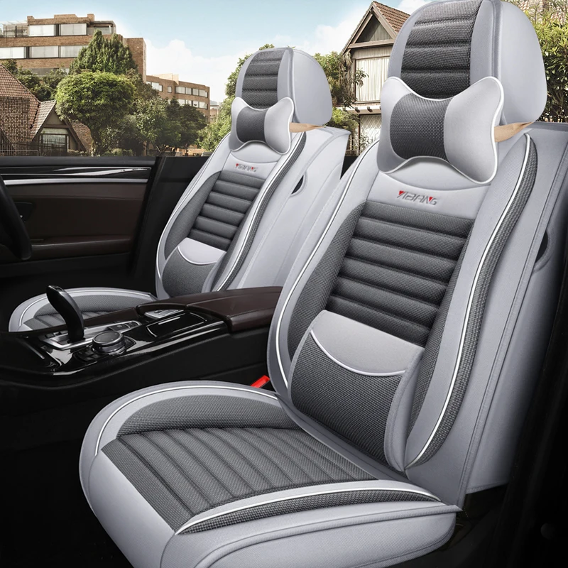 Полный охват льняное волокно сиденья авто чехлы сидений для mitsubishi montero outlander 3 xl