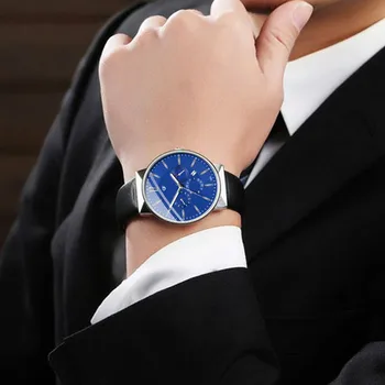 

Hot Man Leather Watch Whatever Late Anyway Letter Watches New Pointer Glow Dial Watch Men Leather Watches Business Quartz Clock