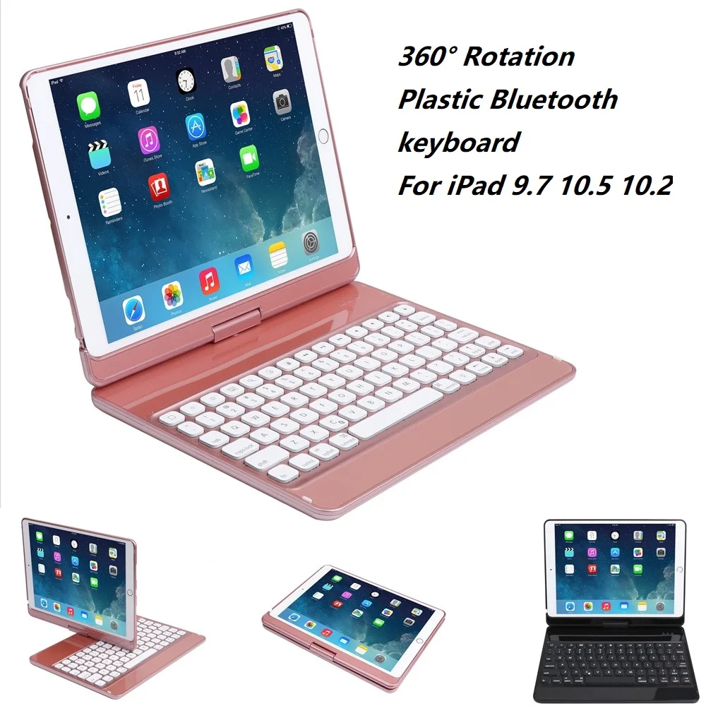  360 Degree Plastic Bluetooth Keyboard Protective Case with Stand for iPad Air 1 2 Pro 9.7 iPad 2018
