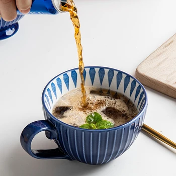 

Korean Minimalist Mug Solid Ceramic Mug for Couple Fashion with Handle Tazas De Ceramica Korean Breakfast Milk Juice Mug MM60MKB