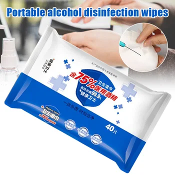 

40 Pcs/bag 75% Disinfecting Alcohol Wipe Disposable Hand Wipes Skin Cleaning Anti Bacteria Disinfection Wipes for Phone Camera