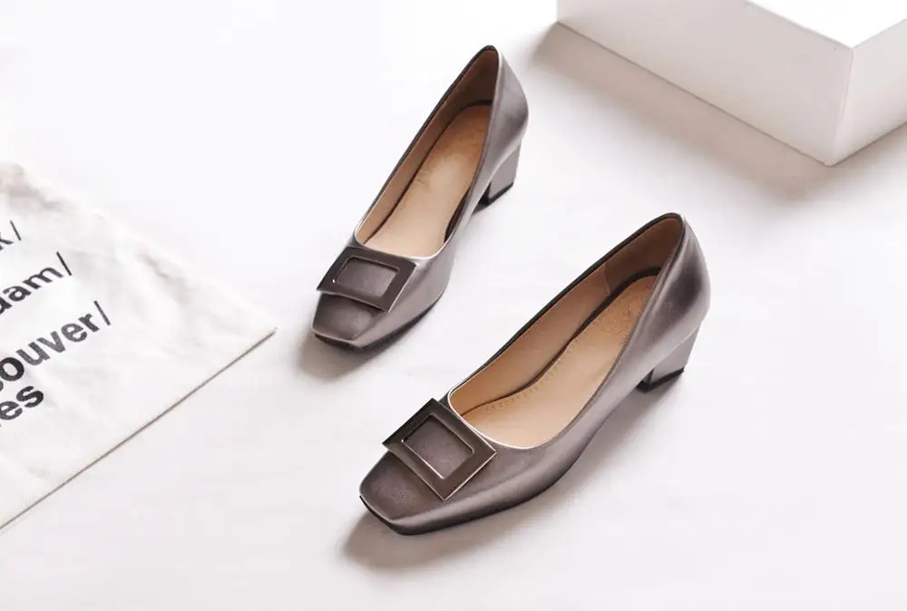 nueva moda salvaje boca baja zapatos pertimales zapatos de mujer de talla grande cabeza cuadrada con zapatos Casuales
