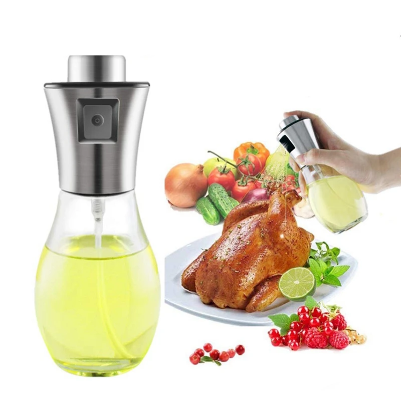 HLZS-распылитель оливкового масла, прозрачное пищевое стеклянное масло Mister, портативный распылитель масла для приготовления пищи, бутылка уксуса, дозатор масла для Kitch