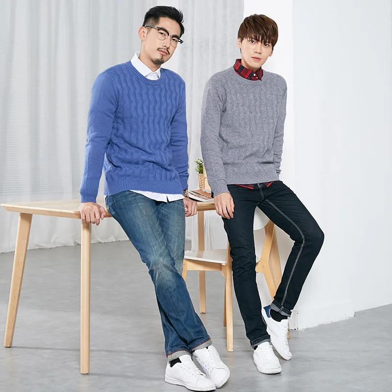 Sparsil Men Pure Cashmere Knitted Pullovers O-Neck Warm100% Cashmere Sweaters Winter Autumn Full Sleeve Casual Wool Jumpers Male