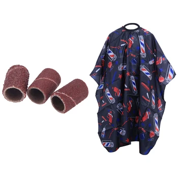 

150Pcs Sanding Bands for Manicure Pedicure Nail Drill Machine & 1Pc Haircut Cloak Waterproof Princed Practical Apron