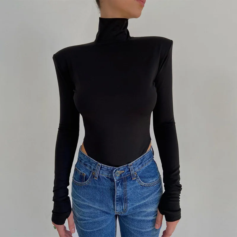 BKLD Women Clothing 2024 Autumn And Winter New Sexy Long Sleeve Top Turtleneck Backless Bodysuit Solid Color Party Club Outfits