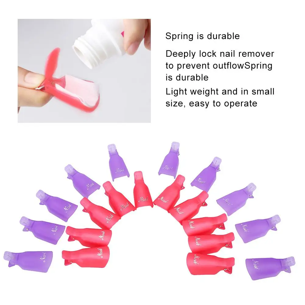 20pcs Portable Nail Polish Remover Clip Wrap Nail UV Gel Cleaning Soak Off Cap Reusable UV Gel Removal Clip Wrap Nail Art Tools