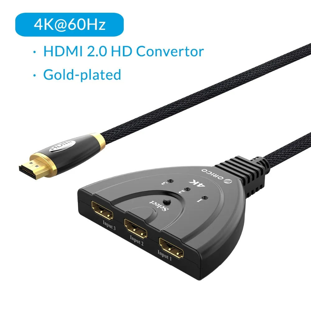 ORICO 3 порта Переходник HDMI разветвитель Кабель 4K60Hz 30Hz HDMI2.0 1,4 коммутатор 3 в 1 выход порт HDMI кабель для ноутбука Xbox TV PS3 PS4