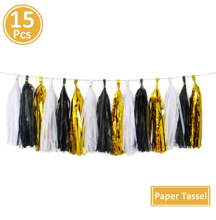 Foil Tissue Paper Tassel Garland Merry Christmas Decorations For Home Table Happy New Year Party Supplies