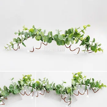 

Bride Hair Comb Simulation Leaf Vine Hair Accessories for Wedding Bridesmaid Flower Girls FS99