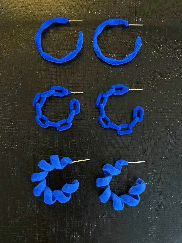 925 Silver Needle Flocking Autumn Winter Velvet Klein Blue C Shaped Earrings Retro Pierced Earrings Female Ear Clip Earring silver jewelry