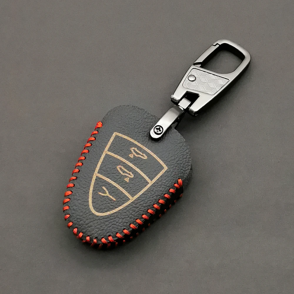 Натуральная Кожанный чехол для Porsche 911 997 Boxter 987 Cayman Запчасти ключ 3 кнопки дистанционного брелок в виде ракушки аксессуары