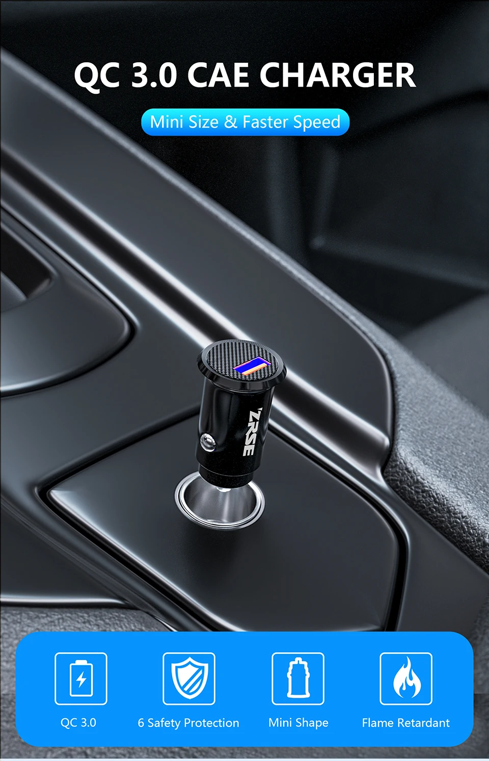 ZRSE USB Автомобильное зарядное устройство Quick Charge 3,0 Мини автомобильное usb-устройство для зарядки телефона для iPhone samsung huawei Xiaomi QC3.0 быстрая мобильная автомобильная зарядка