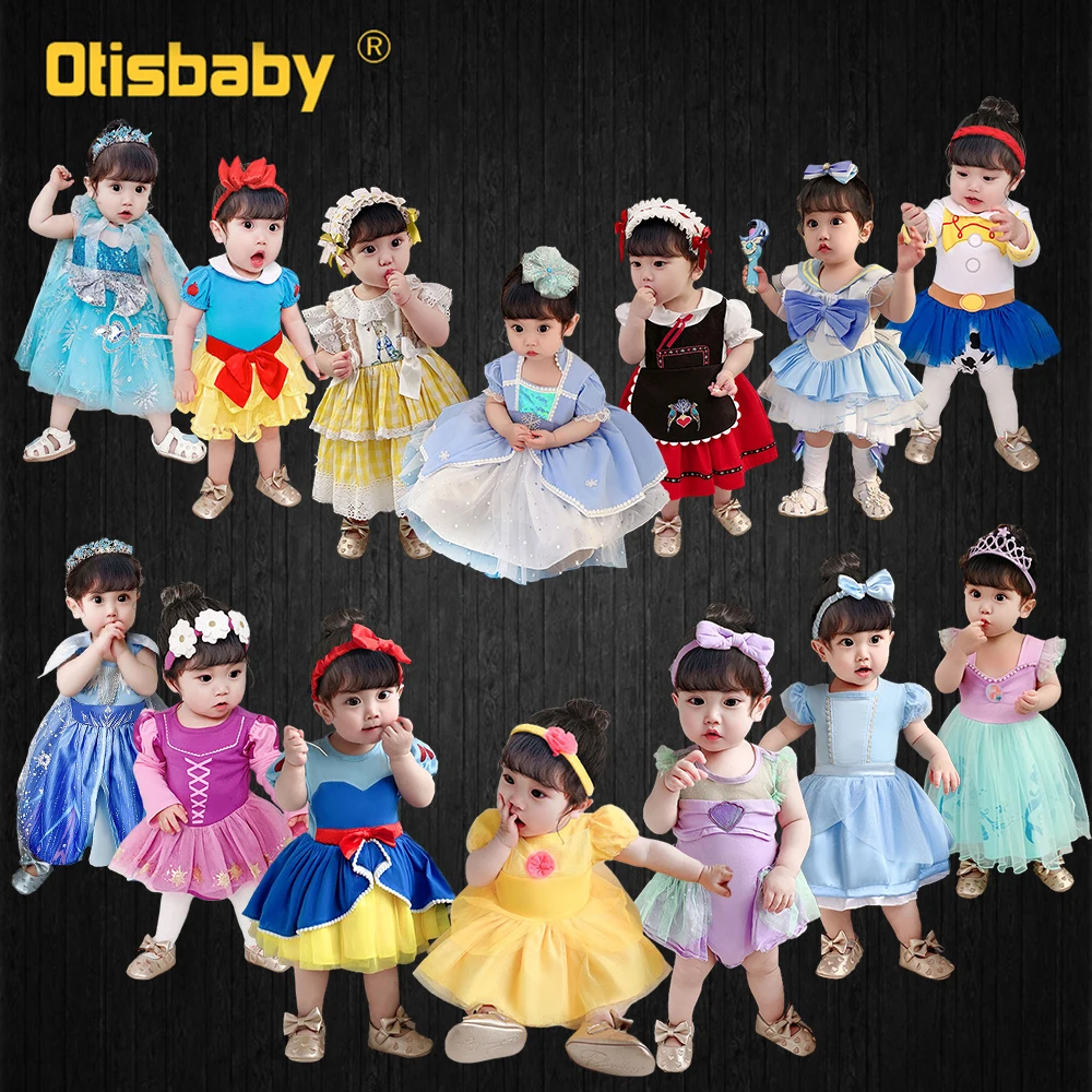 

Boutique Summer Dresses for Girls Princess Romper Baby Girl 1 2 3 4 5 6 Year Snow White Rapunzel Elsa Belle Cinderella Costume