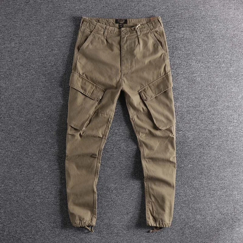 

Drawcord at the hem tightens multi bag pants for European and American men's casual pants high quality boy's wear trouser
