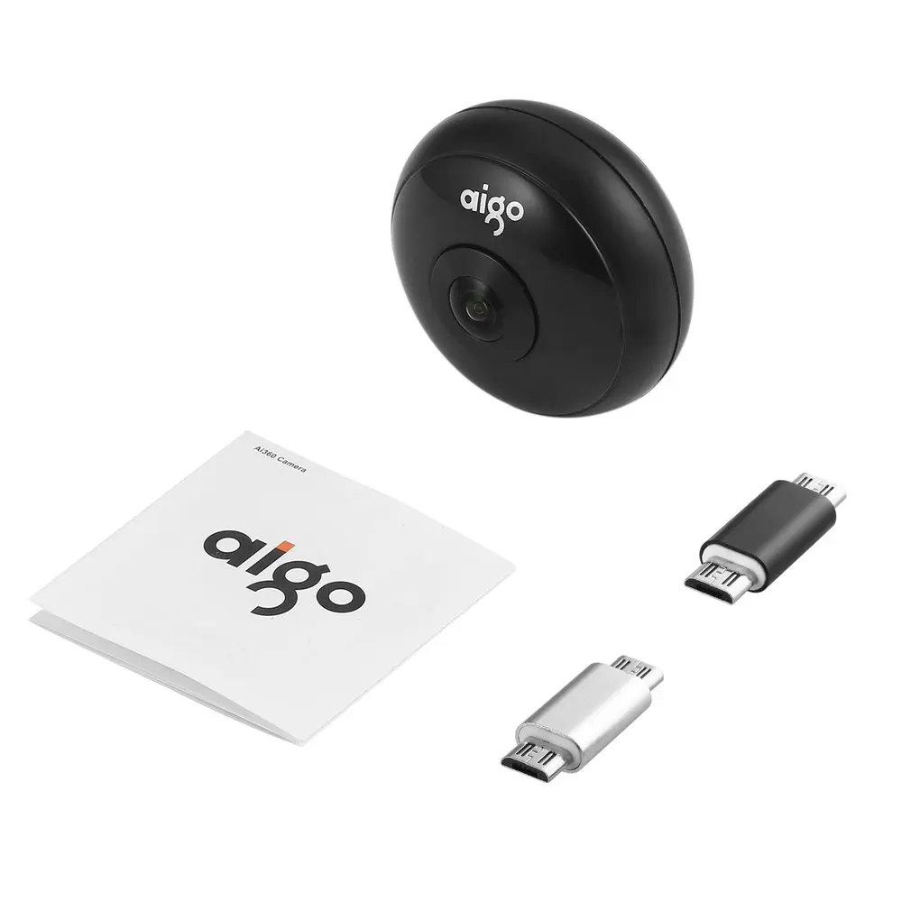 Aigo мини Ai360 VR телефон панорамная камера 720 градусов видео камера двойной объектив с двумя адаптерами разъемы для смартфонов