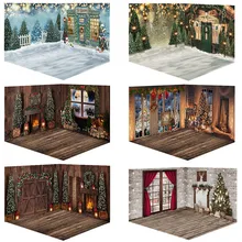 

Winter Christmas Photography Background Snow Window Photocall Fireplace Christmas Tree Prop Child Portrait Photo Backdrop Banner