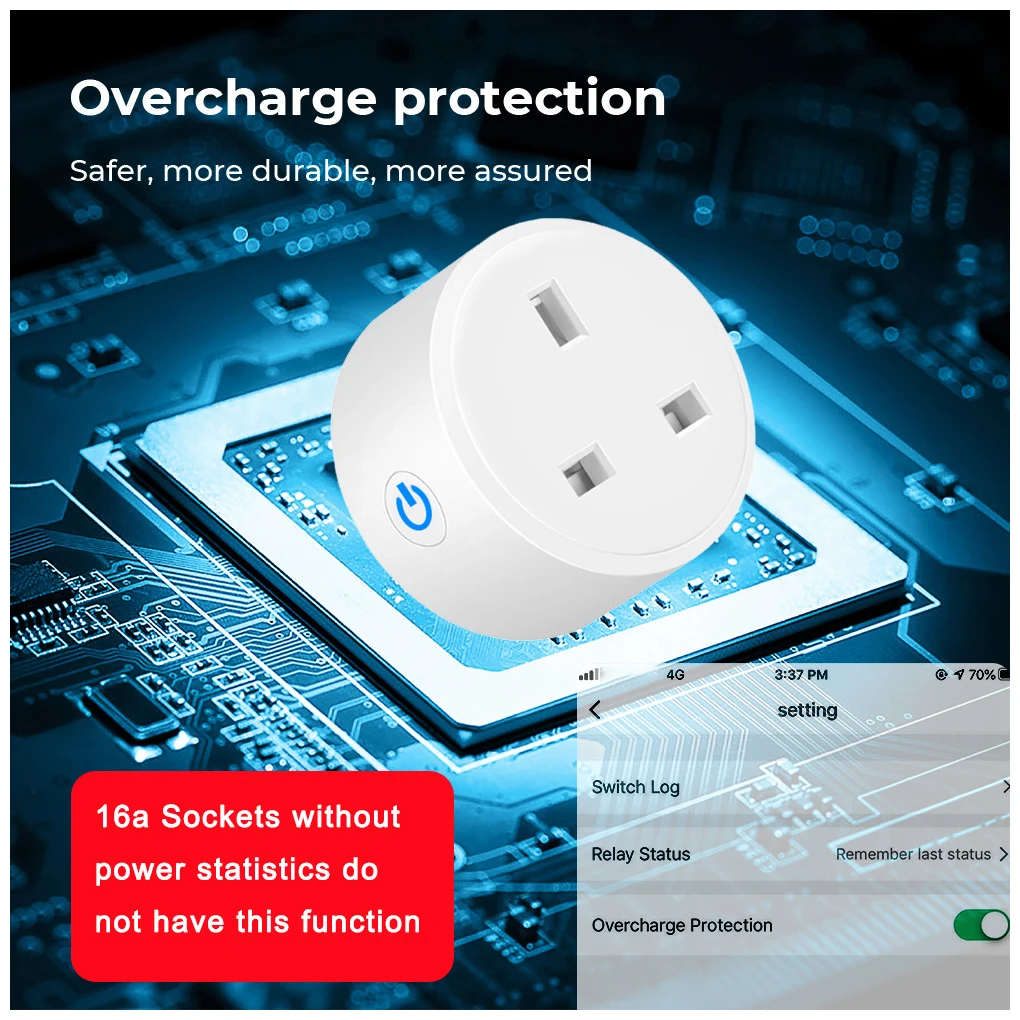 WiFi Smart Plug Bluetooth-compatible Wireless Remote Control Power Socket for Water Heater Air Conditioner UK 16A | Строительство и