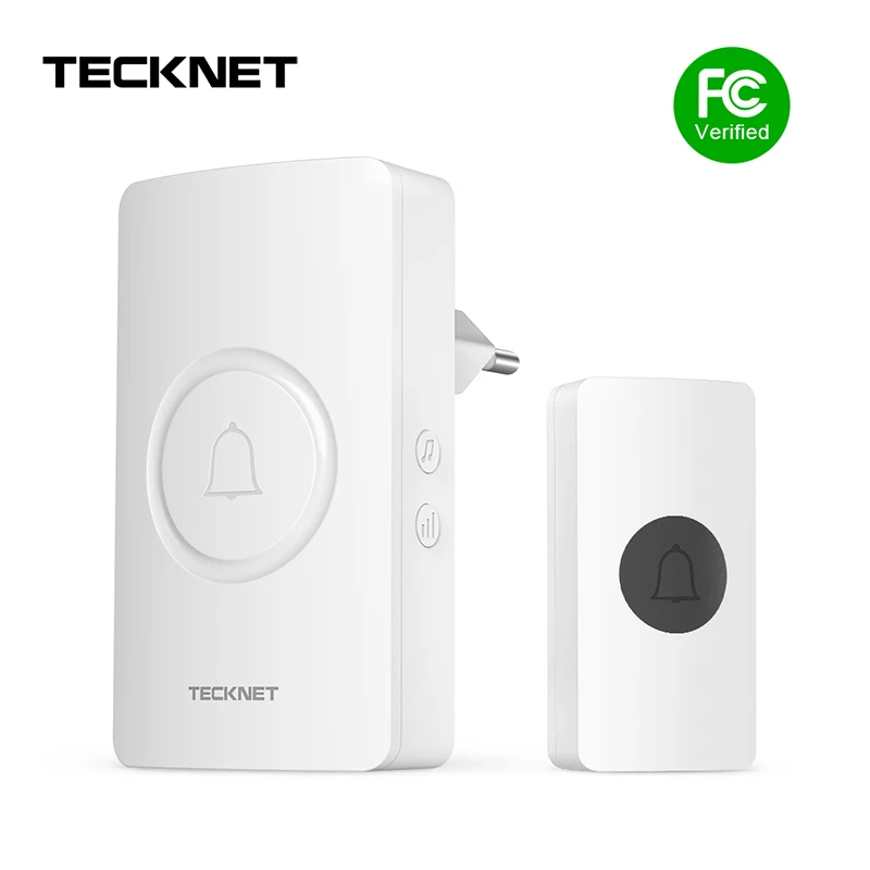 

TeckNet 38 Melodies 90DB AC Wireless Doorbell IP44 Waterproof 150M Range Smart Remote EU-Plug Smart Door Bell 1Button 1 Receiver