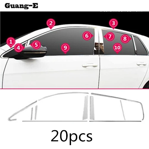 Для VW Volkswagen Golf7 Golf 7 автомобиль из нержавеющей стали Стекло окно декоративная подушка средняя стойка полосы отделка - Цвет: Лаванда