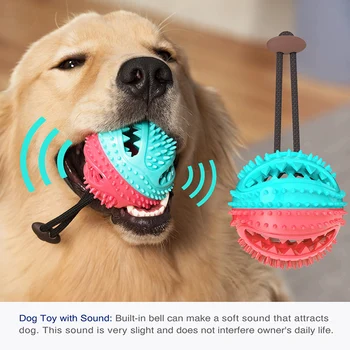 

Dog Treat Ball with Bell, Upgrade Dog Food Dispensing Ball with Sound, Dog Teeth Cleaning Chew Toy