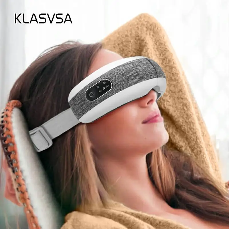 KLASVSA, умный массажер для глаз, компрессия воздуха, массаж с подогревом для усталых глаз, темные круги, удаление массажа, релаксация