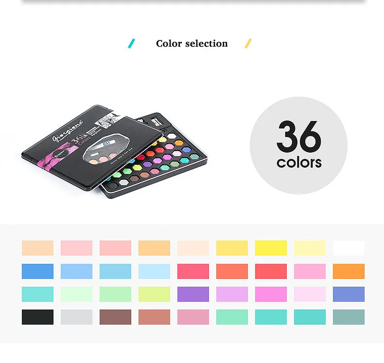Однотонный акварельный набор краски компактная пудра 36 цветов/48 цветов Детские принадлежности для рисования портативные 7 шт. наборы цветов