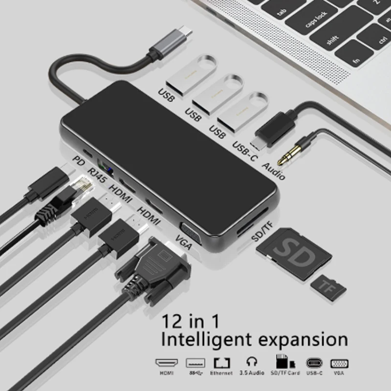 

12-usb c5-port MST intelligent extension dock supports dual-four-screen multi-display compatible multi-system