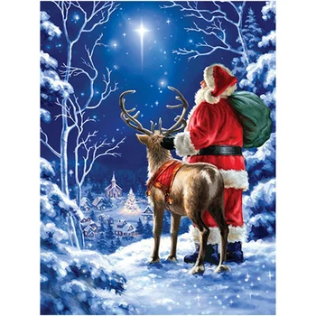 

Santa Claus Elk Diamond Painting Full Square Embroidery Cross Stitch Diamond Mosaic Rhinestone Christmas Decorations for Home
