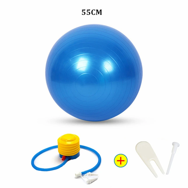 blue 55cm With-acces 45/55/65/75/85 см мяч для занятий йогой Анти-взрыв гимнастический Аэробные Фитнес стабильность баланс упражнений Йога Пилатес тренировки для VIP покупателей - Цвет: blue 55cm With-acces