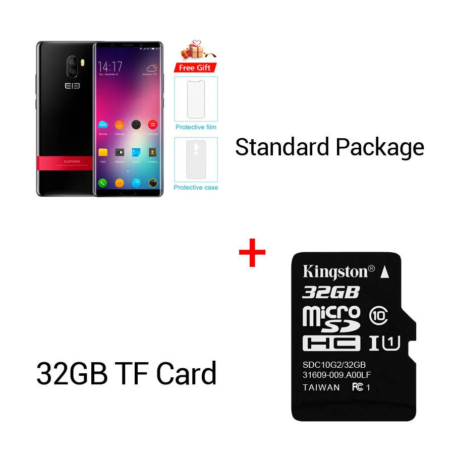 Black N 32GB Card Elephone P11 3D MT6797T Deca Core Смартфон FHD+ 6,0 ''Android 8,0 4 Гб ОЗУ 64 Гб ПЗУ 16 МП 3200 мАч FingerprintOTG 4G мобильный телефон - Цвет: Black N 32GB Card