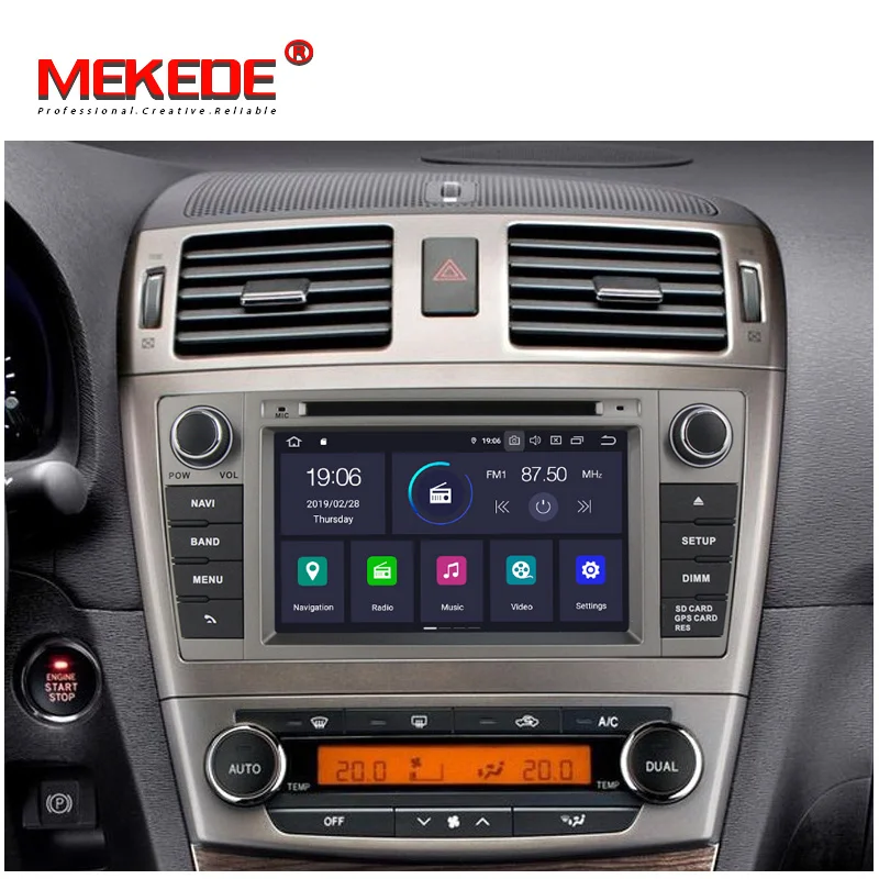 Top 7" HD Android 9.0 4+64G Car DVD player For Avensis 2008-2013 Audio Video Player Radio GPS Navigation 5
