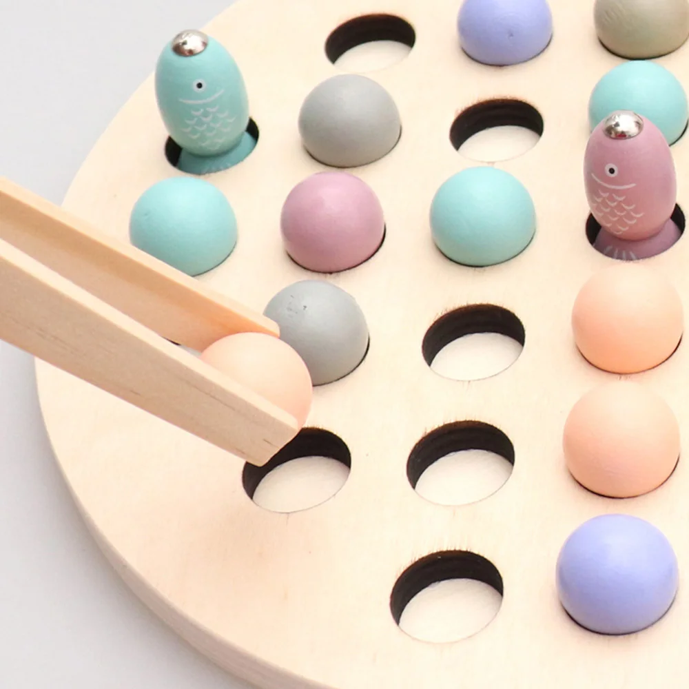 Children fishing toy Clips Beaded hand-eye coordination early educational beads fishing multi-function learning wooden 4-6 years
