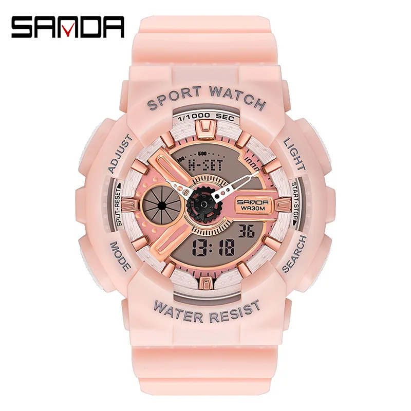 

Sanda Silicone Watch Korean-Style Multi-Function Luminous Water Resistant Sports Student Kids' Digital Watch Women Relogio
