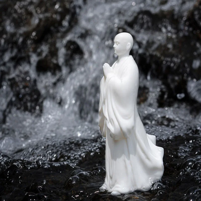 Porcelain Ceramic Tea Pet Ornaments, Kung Fu Tray Accessories, Decorative Little monk Figures, Home Table Decoration