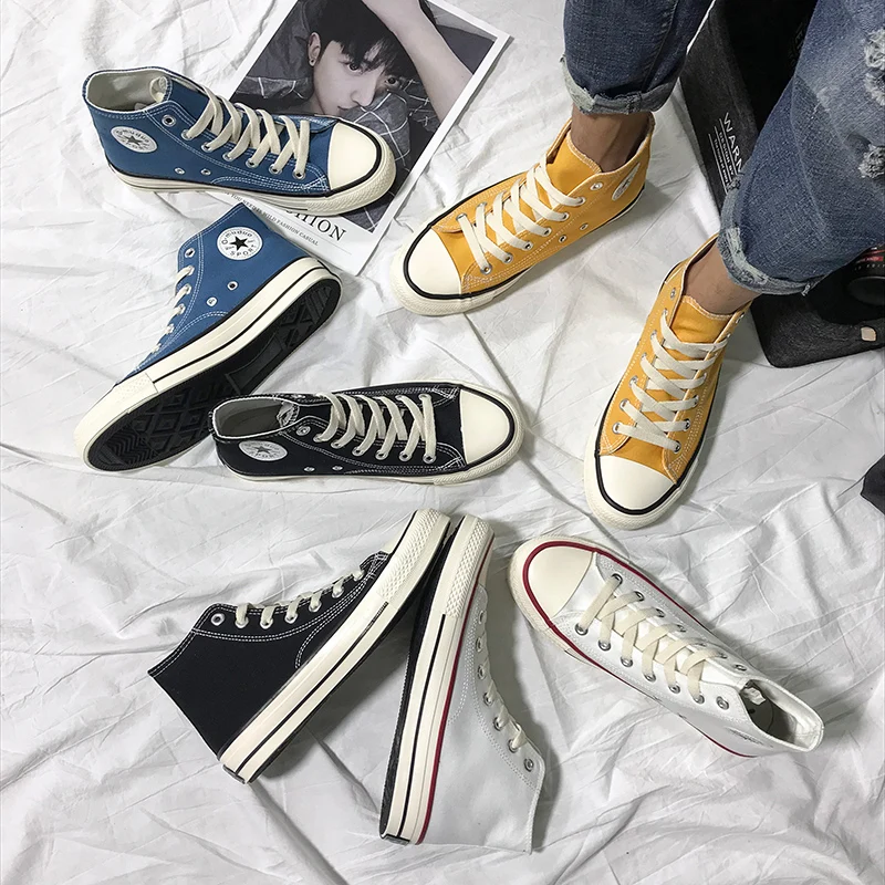 Zapatos vulcanizados para mujer, zapatillas de lona Retro con arcoíris, planas y cómodas, altas, a la moda, novedad de 2021