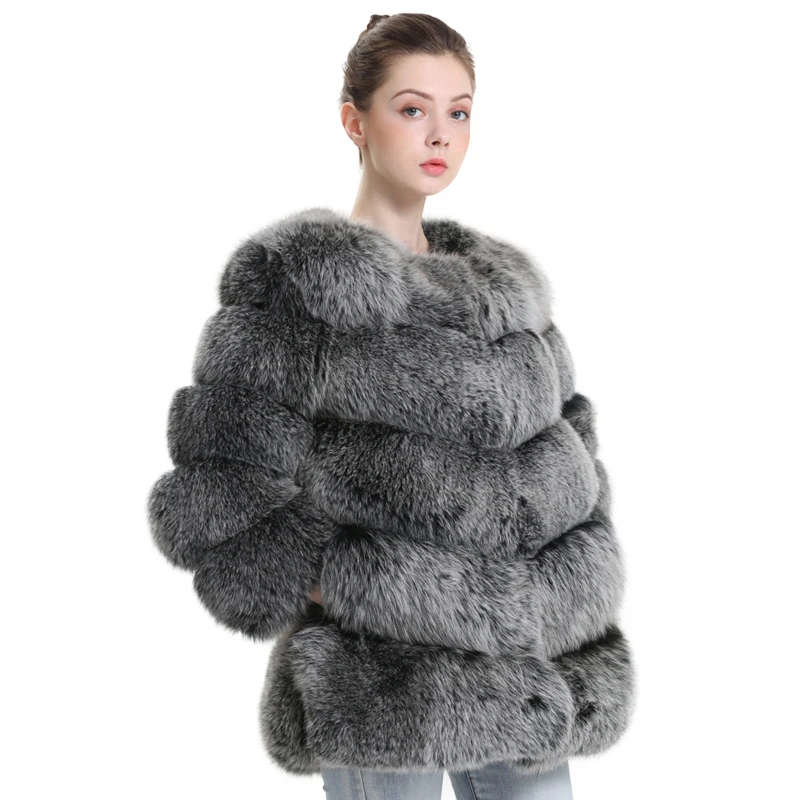 

Winter Real Fox Fur Coat Women Fashion Genuine Fox Fur Jacket Female Fluffy Full Pelt Ladies Clothes Natural Fur Coat for Women