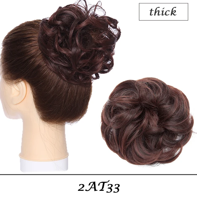 HAIRRO 80g Straight Donut Chignon Hairpieces Synthetic Ombre Elastic Updo Chignon Fluffy Messy Scrunchies Hair Bun For Women 2AT33-38g