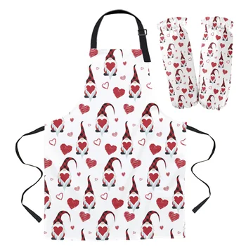 

Kitchen Cooking Apron Cuff Valentine'S Day Dwarf Love Home Sleeveless Aprons for Men Women Kids Baking Accessories