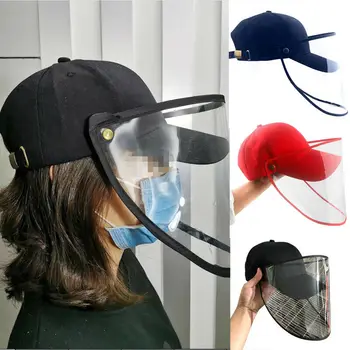 

Women Kids Hat Mounted Transparent Mask Protective Cap Face Mask Plastic Anti-fog Saliva Anti-dust Protect Baseball Caps