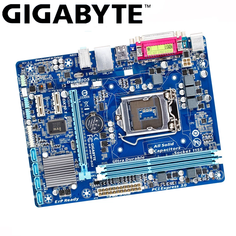 

Gigabyte Motherboard GA-H61M-DS2 with Intel H61 LGA 1155 DDR3 DIMM Socket 16GB Support Core i7/i5/i3/Pentium/Celeron Motherboard