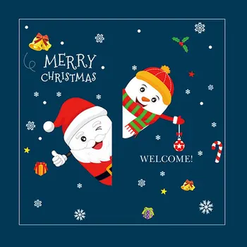 

SK9243 Christmas Tree Santa Claus Doors And Windows Holiday Shop Window Glass Snowflake Wall Stickers
