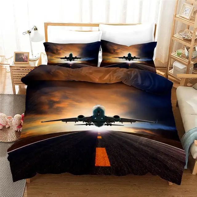 Wishstar 3d Bed Linen Airplane Digital Print Queen Size Bedding