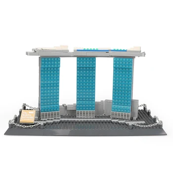 

MOC The Marina Bay Sands Hotel Singapore Building Blocks Fit City Architecture Bricks DIY Toys Gifts For Children Kids
