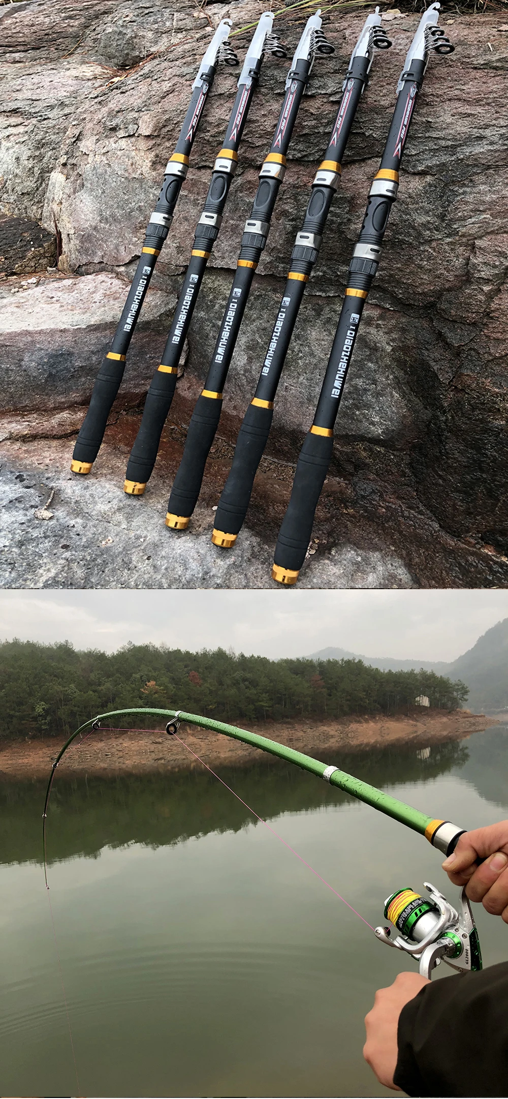 2.1m -3.6m Carp Feeder Hard FRP Carbon Fiber Telescopic Fishing